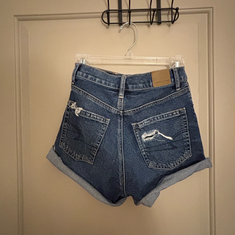 American Eagle Outfitters Blue Distressed Jean Shorts - Picture 2 of 4